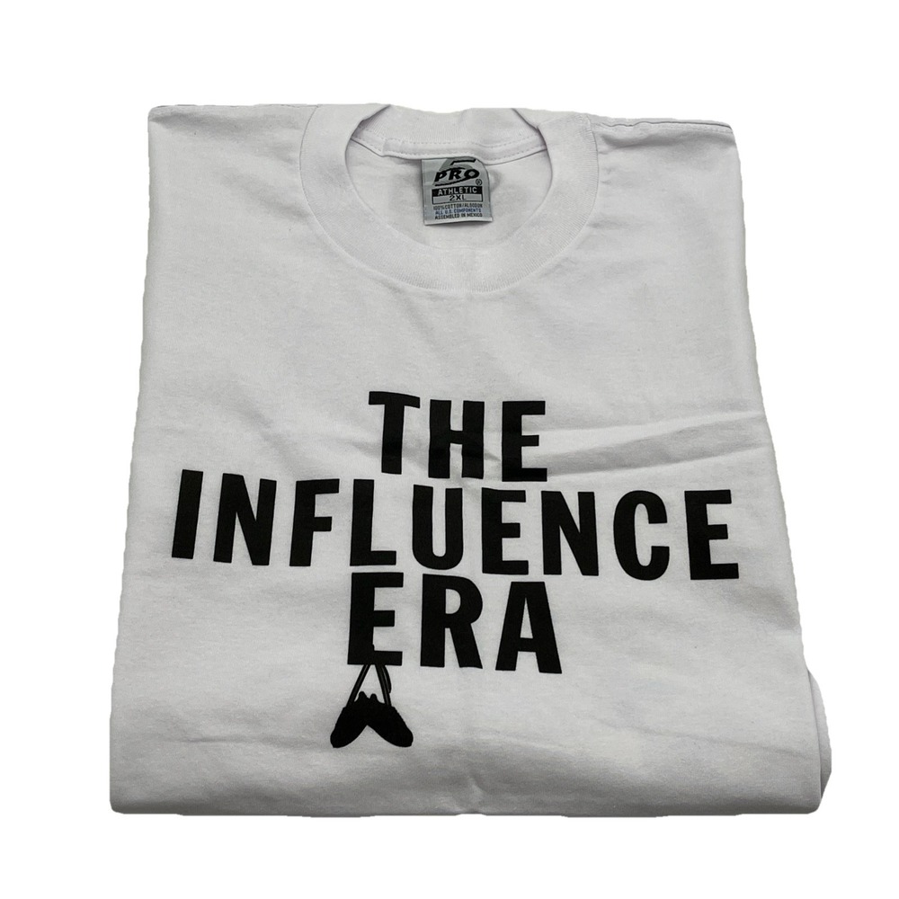 5PRO Athletic The Influence Era T-Shirt‎ 2XL White Graphic Tee 100% Cotton
